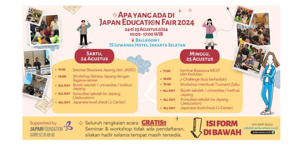 Pengen Sekolah ke Jepang? Yuk Ikuti Japan Educaton Fair 2024, Banyak Booth Penyedia Beasiswa: Cek Jadwalnya!