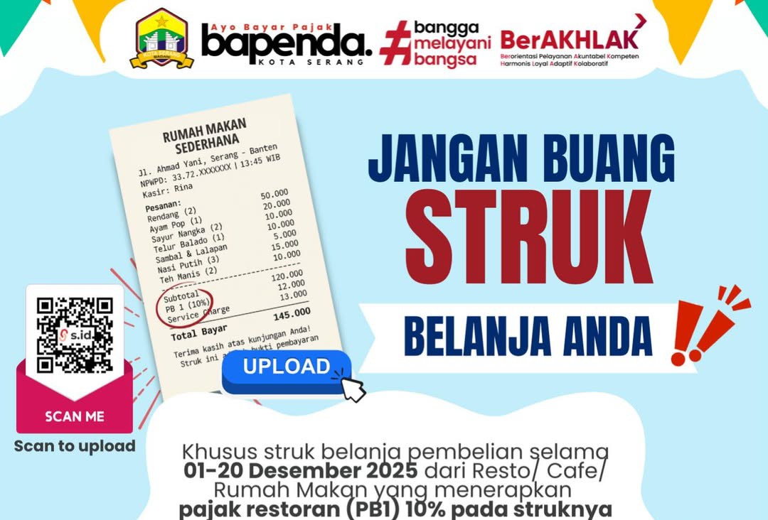 Cara Ikutan Program Anugerah Pajak Kota Serang Belanja 50 Ribu Dapat 1 Motor