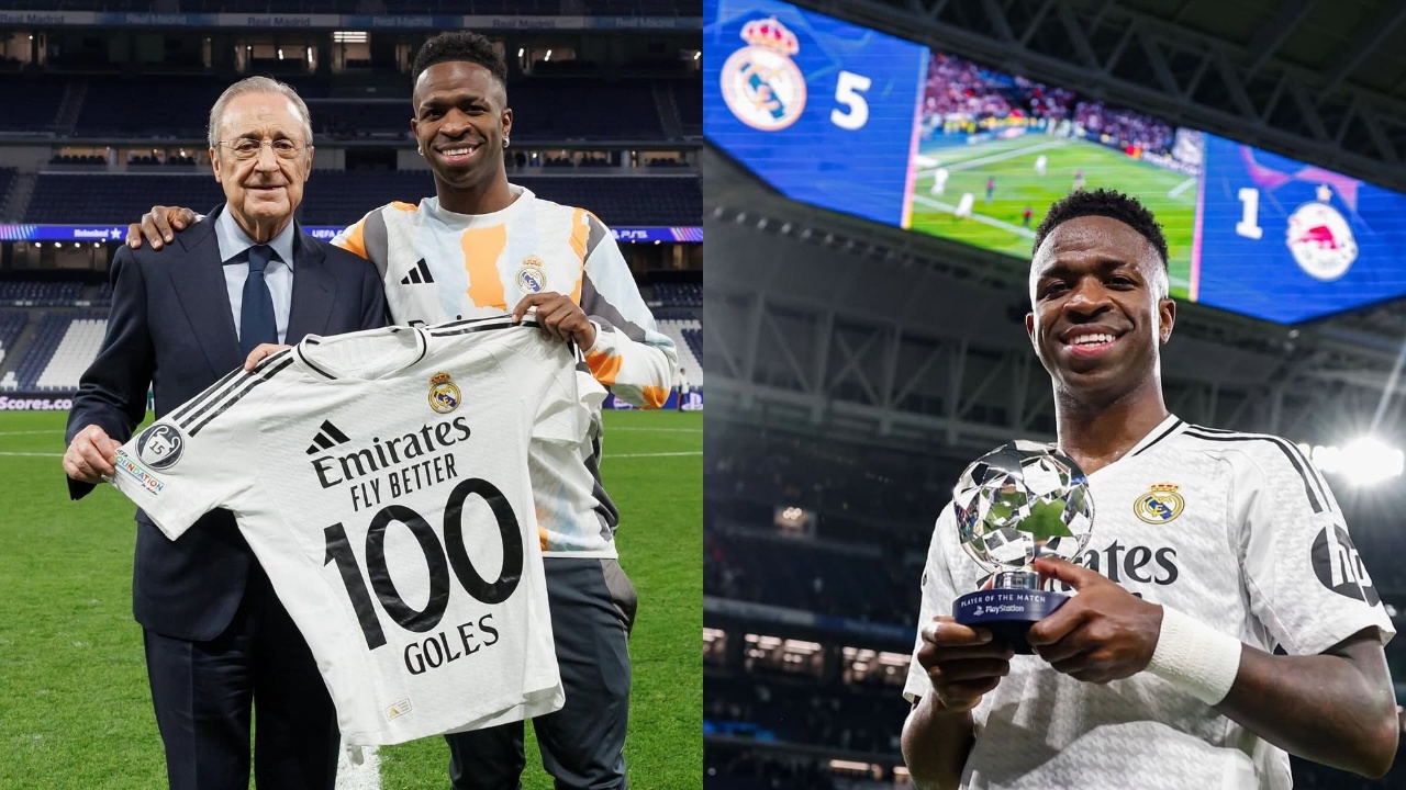 Vinícius Júnior Merayakan 100 Gol Bersama Real Madrid di Liga Champions