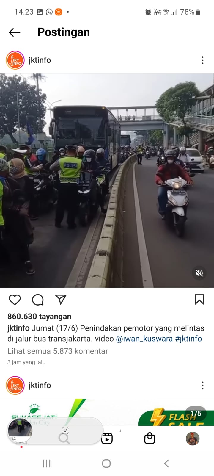 Nekat Terobos Jalur Bus Transjakarta, Puluhan Motor Ditilang Masal Polisi