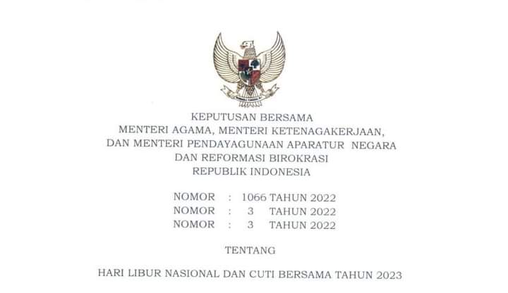 Pemerintah Tetapkan Hari Libur Nasional dan Cuti Bersama Tahun 2023, Total 24 Hari 