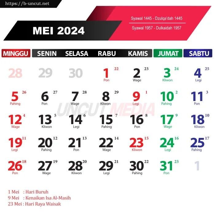 Akan Ada Long Weekend pada Tanggal 9 dan 10 Mei 2024,  Lihat Jadwal Selengkapnya di Sini