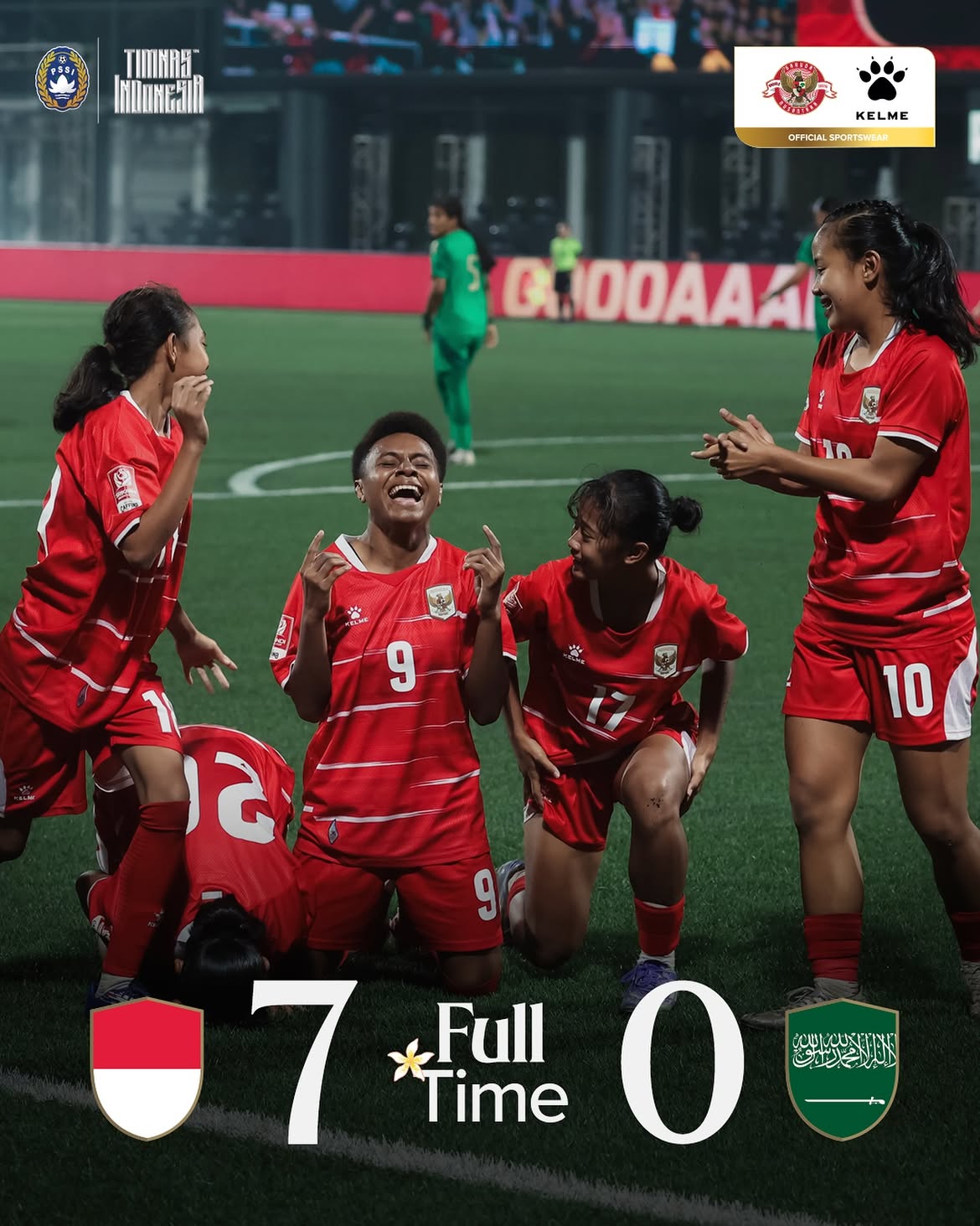 Garuda Pertiwi U-16 Menggila! Arab Saudi Dihajar 7-0 di Srikandi Merdeka Cup 2026