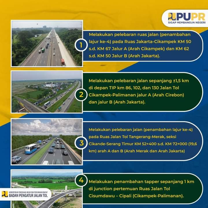 Sejumlah Ruas Jalan Tol Selesai Dilebarkan, Diantaranya Jakarta Merak dan Jakarta Cikampek 