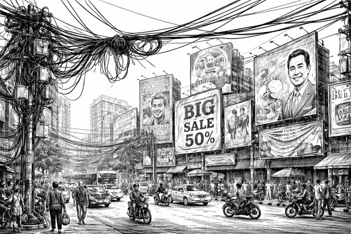 Kota yang Tersandera Kabel dan Baliho