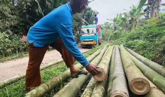 Jelang Hari Kemerdekaan RI, Penjual Bambu di Lebak Kebanjiran Pesanan