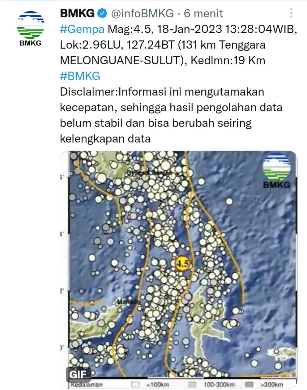 BREAKINGNEWS: Sulut Diguncang Gempa Magnitudo 7,1