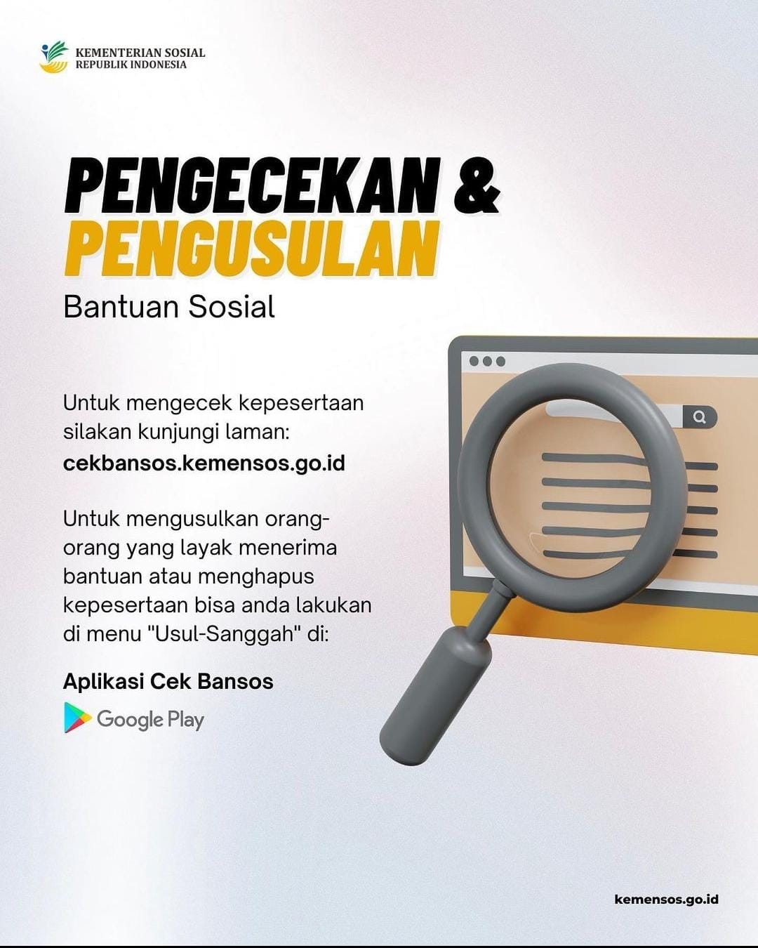 Belum Masuk Daftar Penerima Bansos Kemensos? Begini Cara Mengajukan Pake Aplikasi Cek Bansos