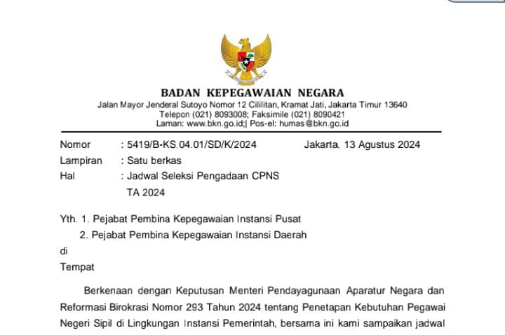 Resmi! Ini Jadwal Seleksi CPNS 2024, Cek Sekarang Juga dan Persiapkan Berkasnya