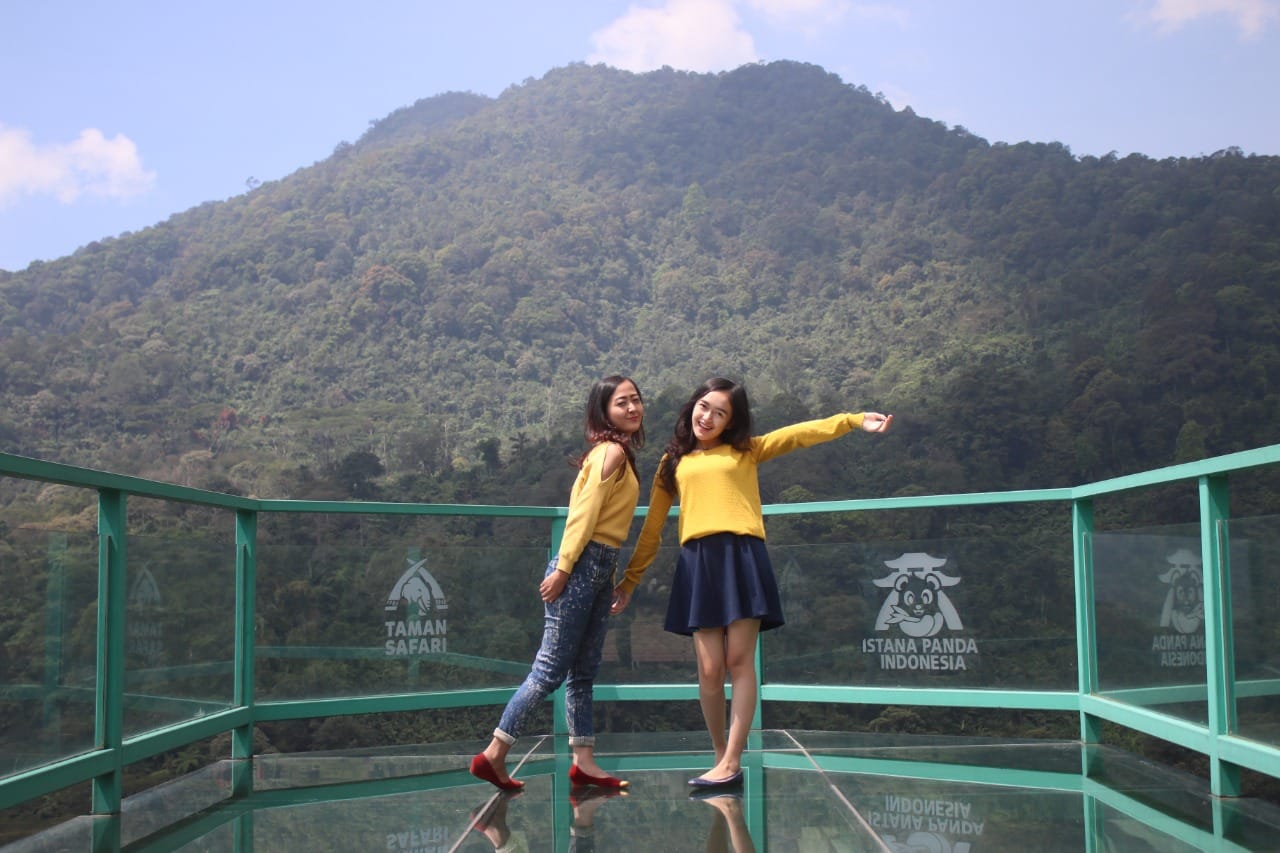 Spot Foto Istimewa di Sky Bridge Istana Panda Taman Safari Bogor, Berlatar Gunung Gede Pangrango