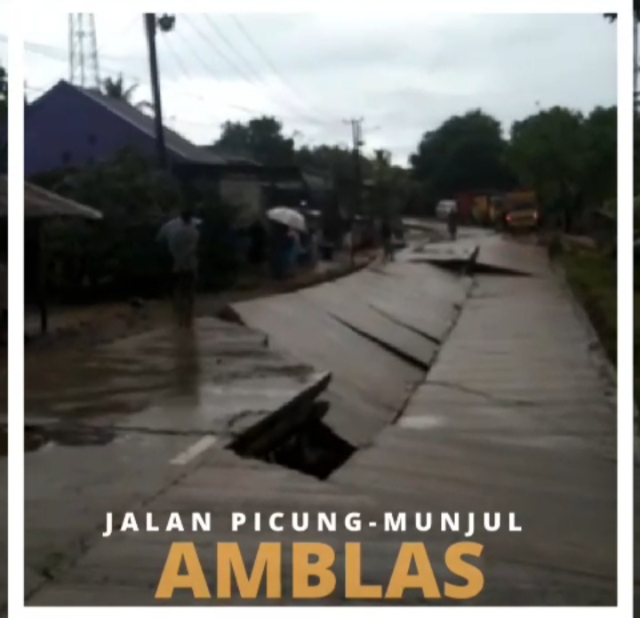 Jalan Picung-Munjul Desa Ciodeng Terputus, Amblas 25 Meter