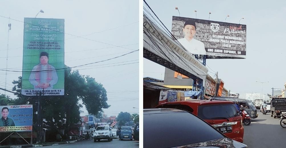 Menjelang Pilkada, Jalanan Protokol di Kabupaten Pandeglang Dipenuhi Gambar Bakal Calok Bupati