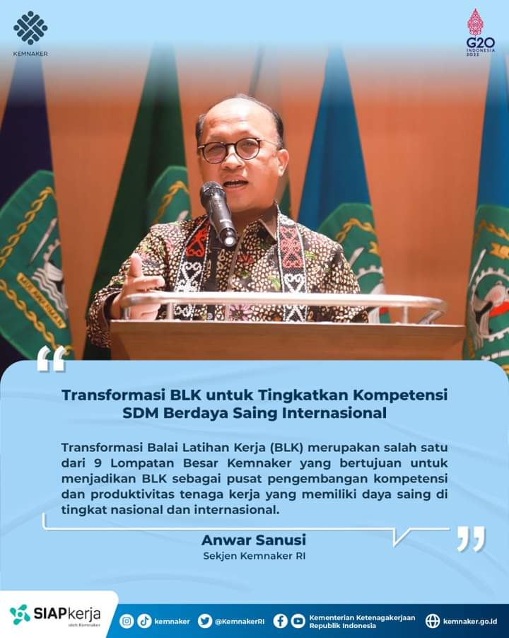 Kemnaker Siap Transformasi BLK, dengan Program 6 R