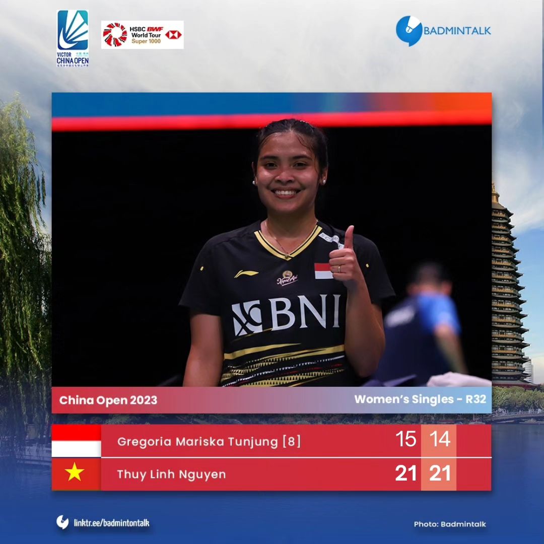 China Open 2023 Super 1000:  Gregoria Marisca Tumbang, Dua Pasangan Ganda Campuran Melaju ke Babak 2