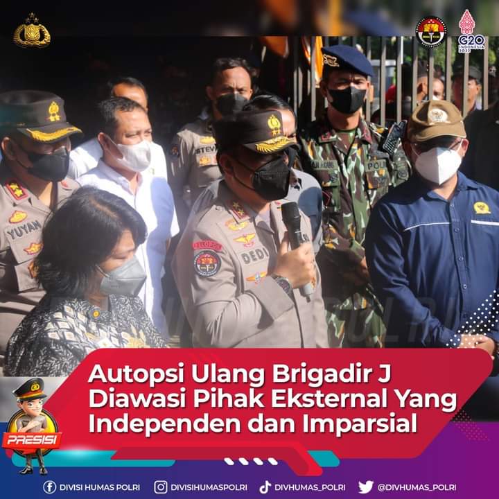 Polri Jawab Keraguan Publik, Autopsi Ulang Brigadir J Diawasi Pihak Eksternal yang Independen 