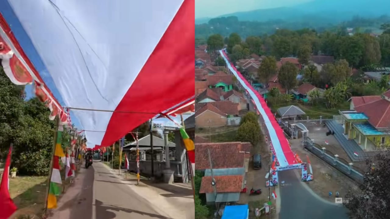 Viral, Pemasangan Bendera Terpanjang di Indonesia: Warga Majalengka Juaranya, Hingga 1 KM