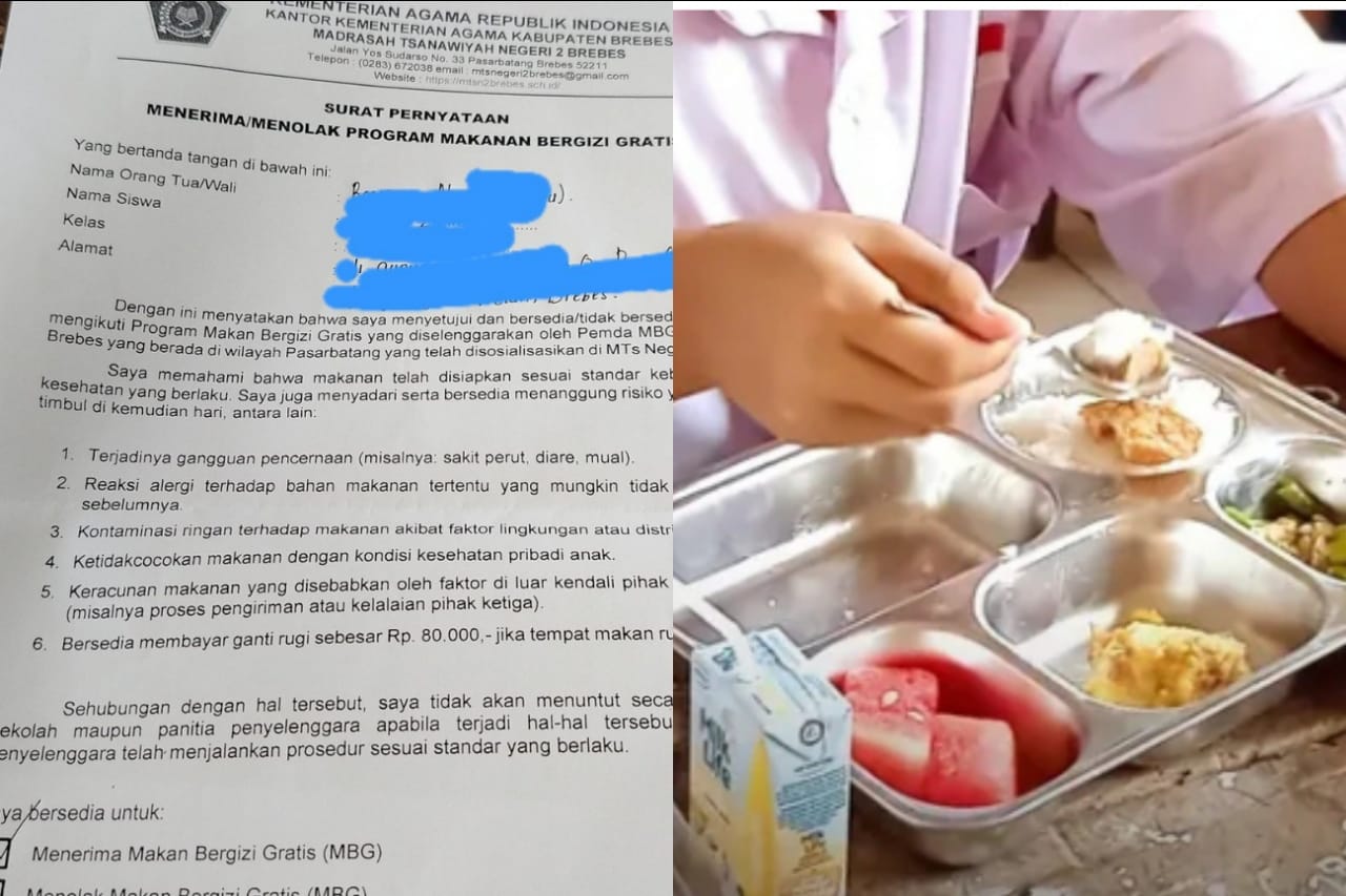 ‎Terungkap Surat Penyataan MBG di Brebes, Orangtua Diminta Tanggung Risiko Keracunan