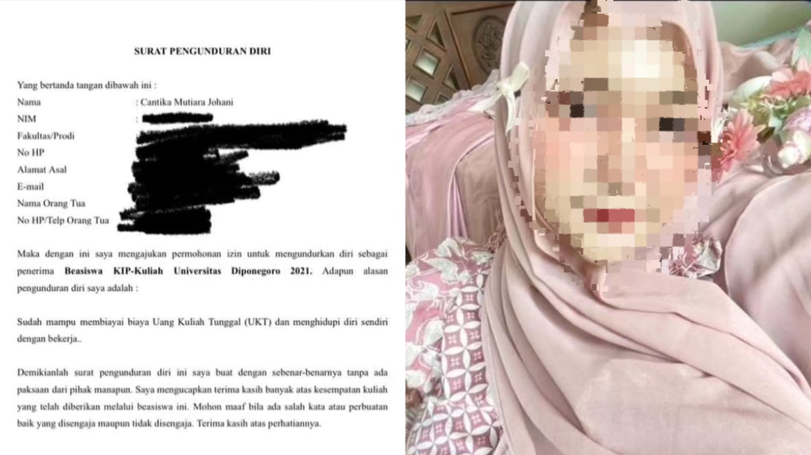 Jadi Perbincangan di Sosmed, Selebgram Cantik di UNDIP Langsung Mengundurkan Diri dari Penerima Beasiswa KIPK