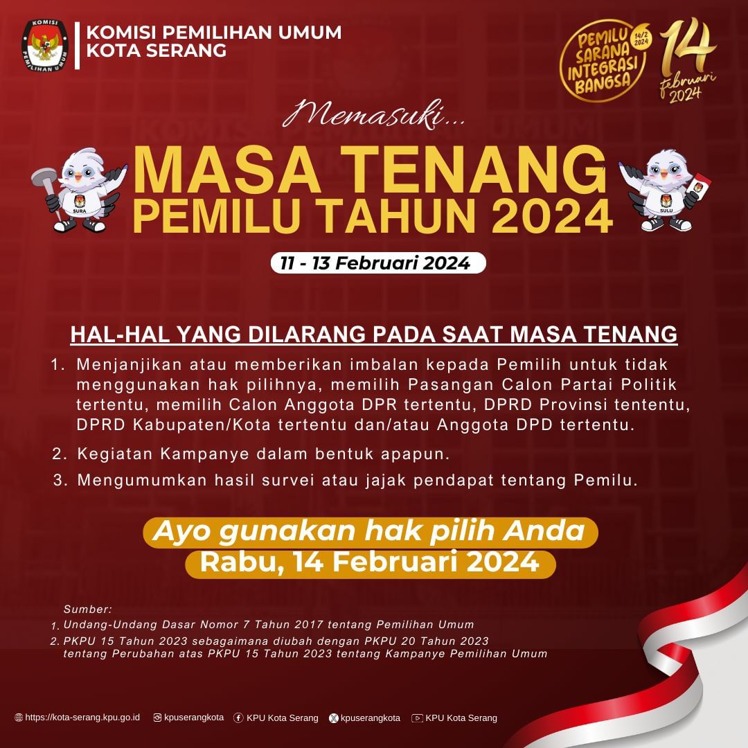 Memasuki Masa Tenang Menuju Pemilu 2024, Inilah Hal-hal yang Dilarang Dilakukan 