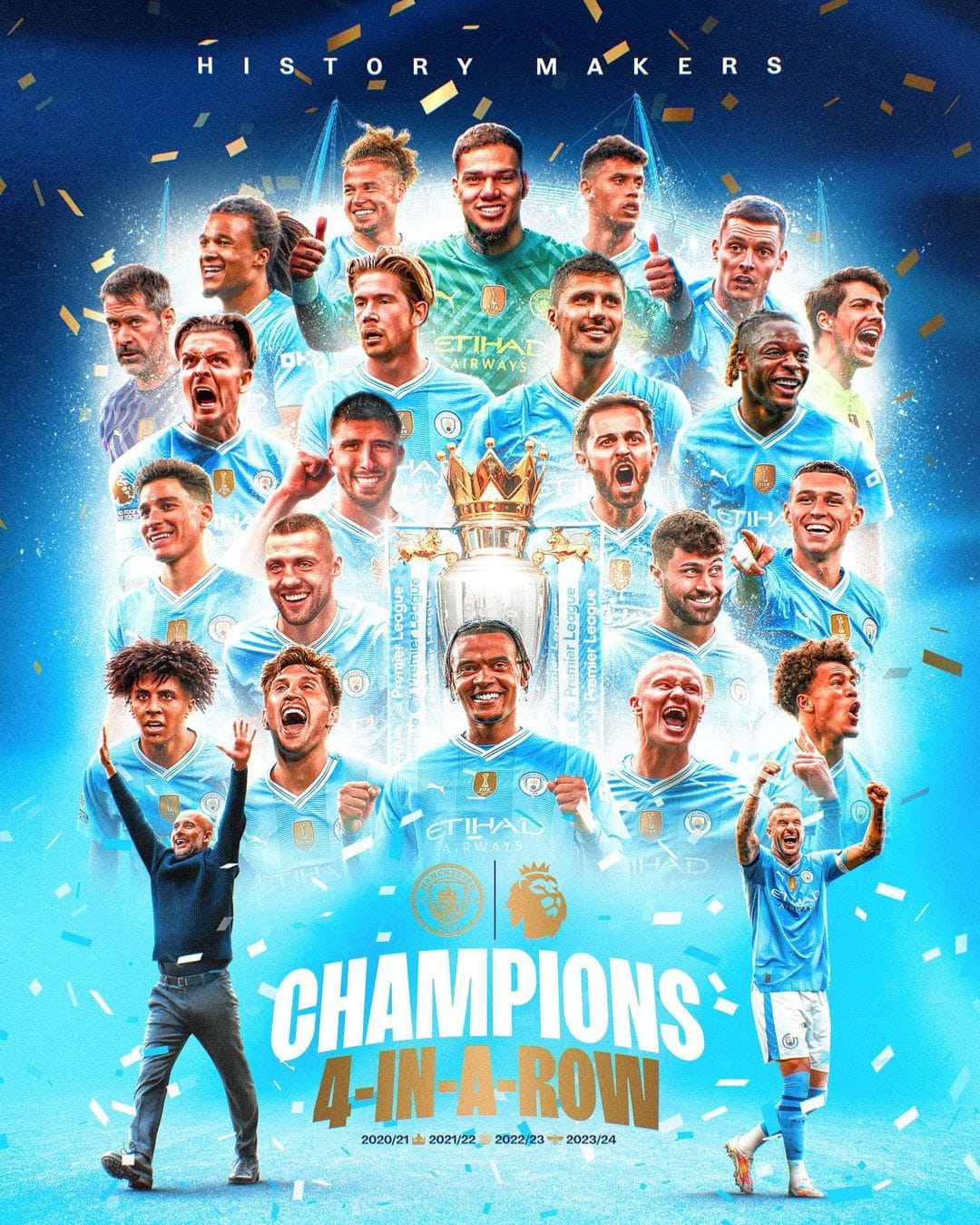 Ukir Sejarah Baru, Manchester City Juara liga Inggris Empat Kali Beruntun