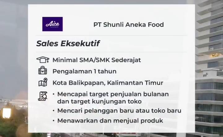 Ingin Meniti Karir di Industri Makanan? PT Shunli Aneka Food Buka Loker Sales Eksekutif