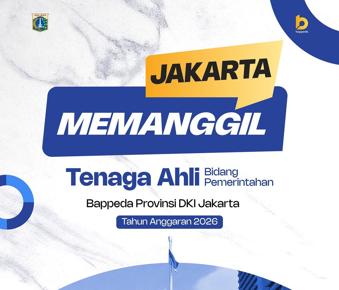 Bappeda DKI Jakarta Buka Loker Tenaga Ahli Pendaftaran Hingga 20 November