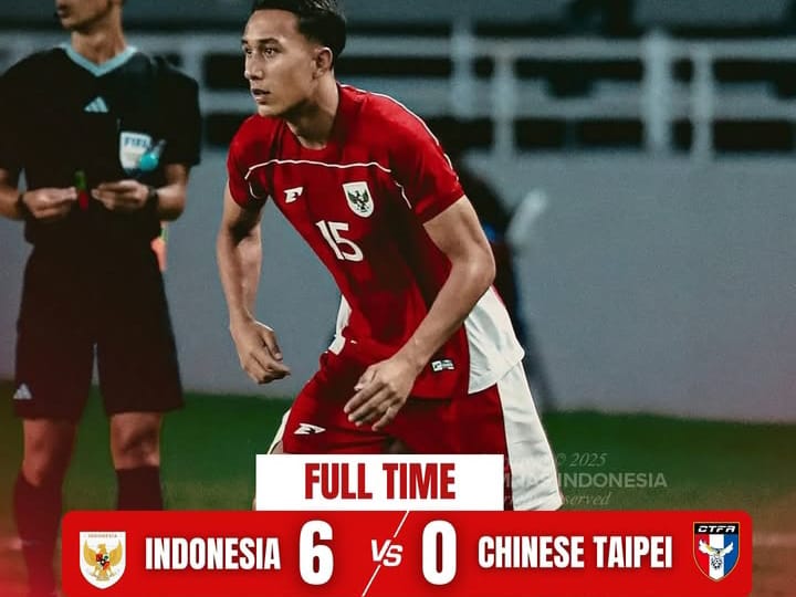 Timnas Indonesia Pesta Gol, Menang Telak  Melawan Timnas China Taipei