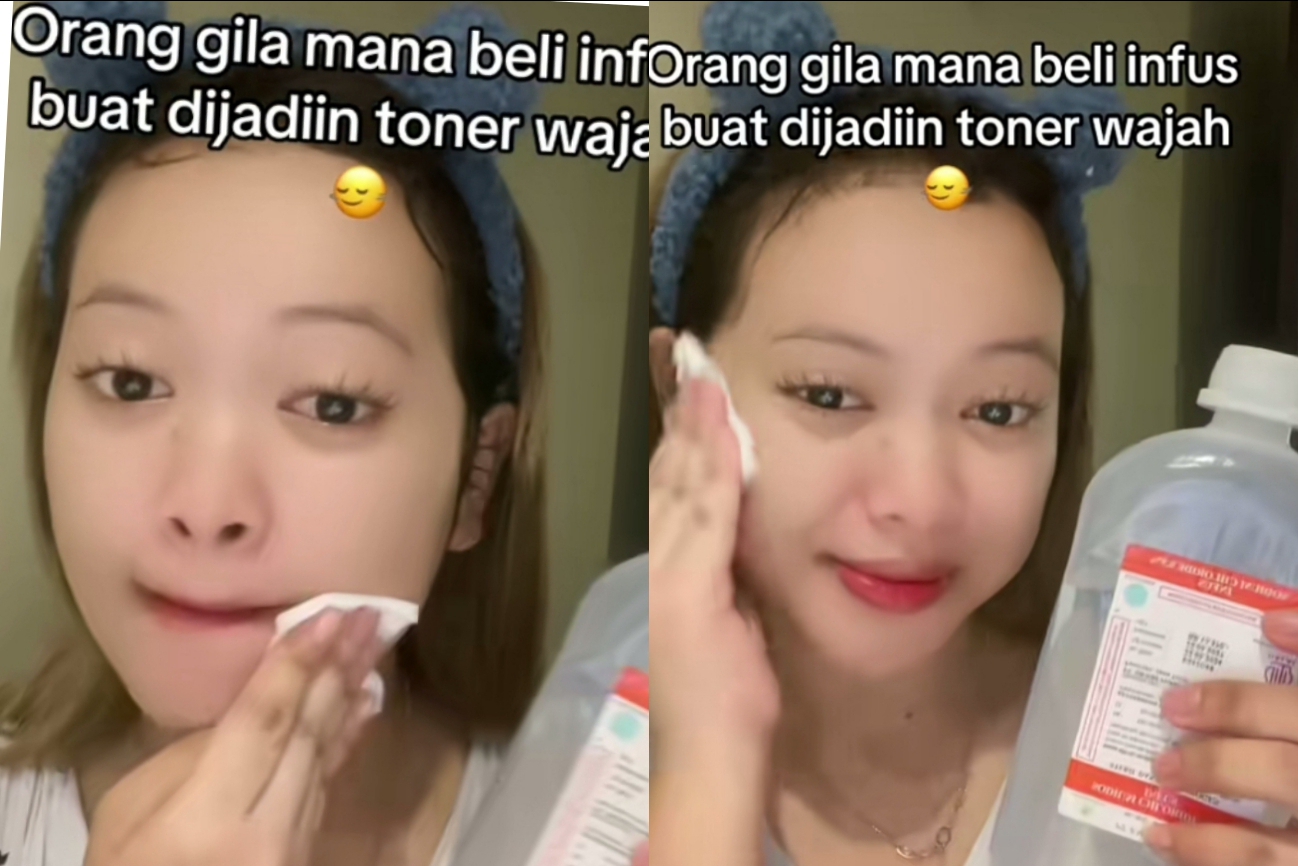 Perempuan Ini Gunakan Cairan Infus untuk Toner, Emang Boleh? Ini Penjelasan Dokter