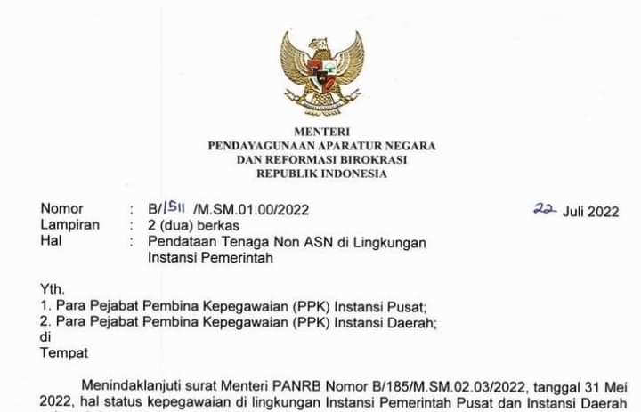 Di-warning Akhir September 2022, Instansi Pemerintah Harus Serahkan Data Non-ASN 