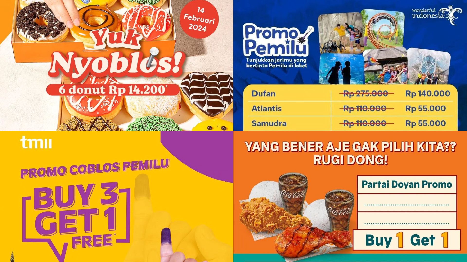 Langsung Serbu, Ini Daftar Promo Makanan dan Tempat Hiburan Saat Pemilu 2024