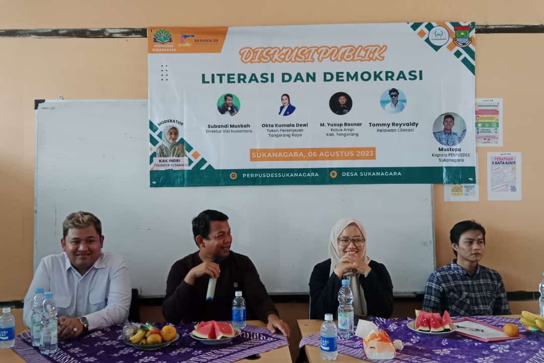 Ajak Warga Melek Pemilu dan Demokrasi, Perpustakaan Desa Sukanagara Kecamatan Cikupa Adakan Diskusi Publik 