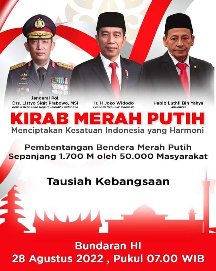 Kirab Merah Putih Bentangkan Bendera 1.700 Meter di Bundaran HI 