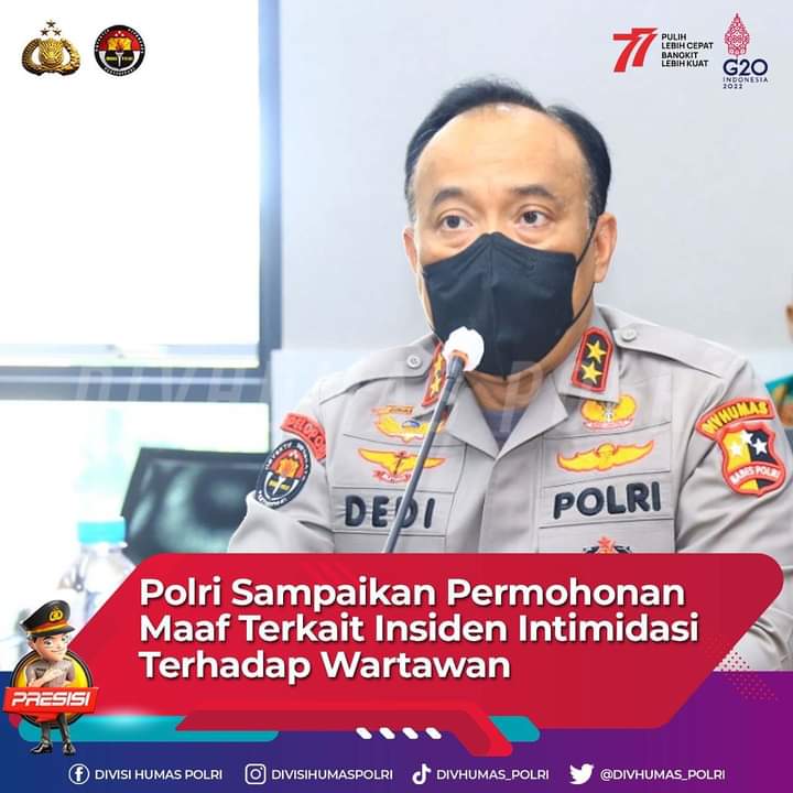 Polisi yang Lakukan Intimidasi ke Wartawan akan Ditindak Tegas, Polri Sampaikan Permohonan Maaf 