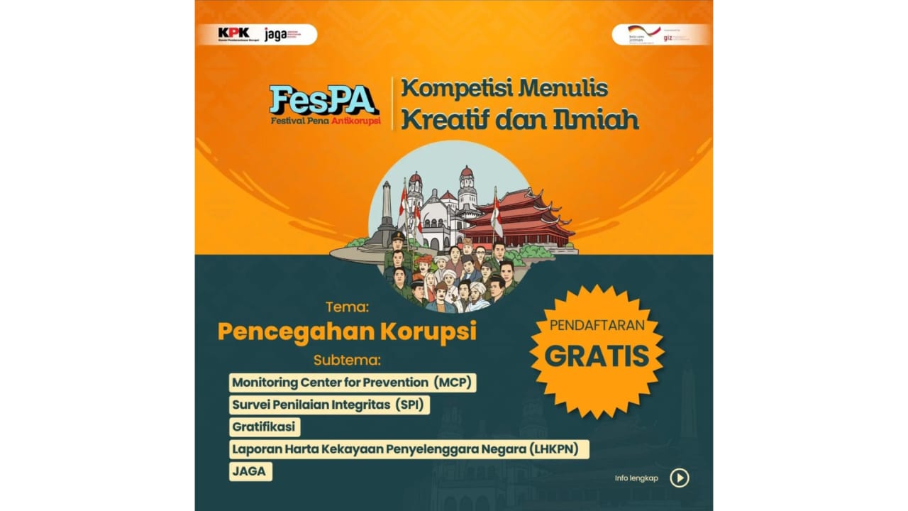 Ikuti FesPA Buat Kamu yang Mendukung Pemberantasan Korupsi dan Hobi Nulis, Suarakan Kebenaran!