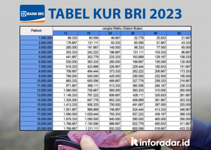 Tabel Angsuran KUR BRI 2023 Pinjaman Rp1 Juta Sampai Rp20 Juta, Serta Syarat dan Cara Pengajuannya