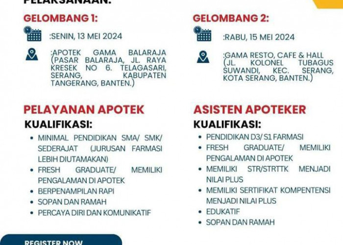 Jangan Lewatkan! PT Martono Jaya Utama Buka Lowongan Kerja Pelayan Apotek, Yuk Simak Persyaratannya