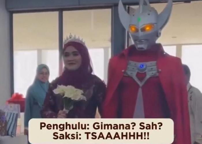 Viral! Pengantin Pria Pakai Kostum Ultraman, Netizen: Istrinya Auto Jadi Ultrawoman
