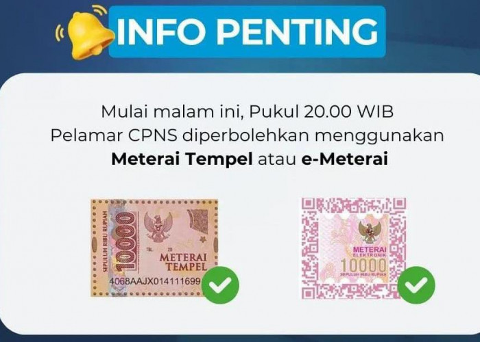 BKN Bolehkan Pendaftaran CPNS 2024 Gunakan Meterai Tempel, Ini Perbedaan  Pembubuhannya dengan E-Meterai