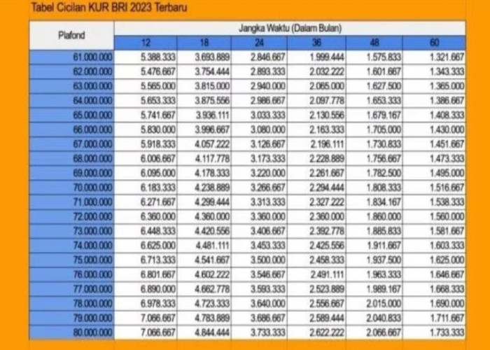 Tabel KUR BRI 2023, Pinjaman Tanpa Provisi bagi kamu TKI Taiwan