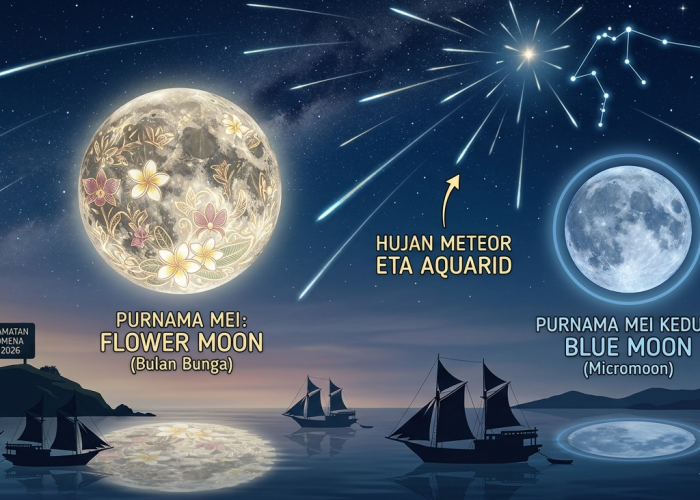 Fenomena Astronomi Mei 2026: Flower Moon, Hujan Meteor Eta Aquarid hingga Blue Moon Hiasi Langit