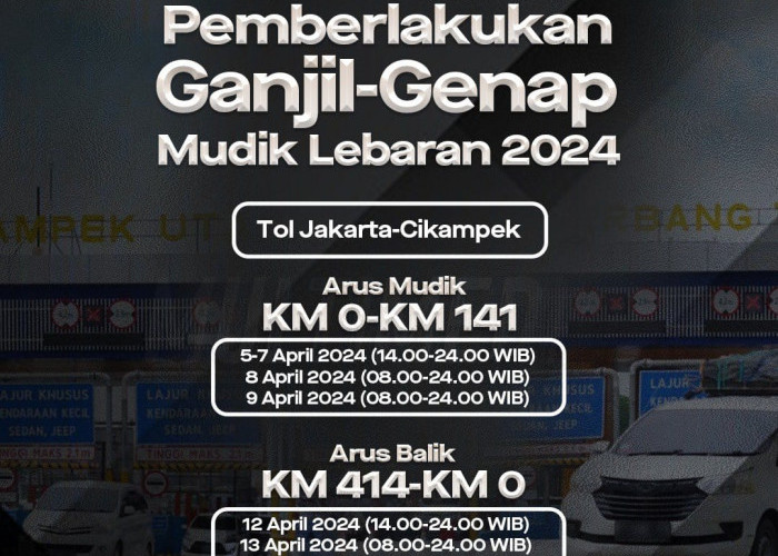 Catat Tanggal dan Jam Penerapan Ganjil Genap Arus Mudik dan Arus Balik Lebaran 2024