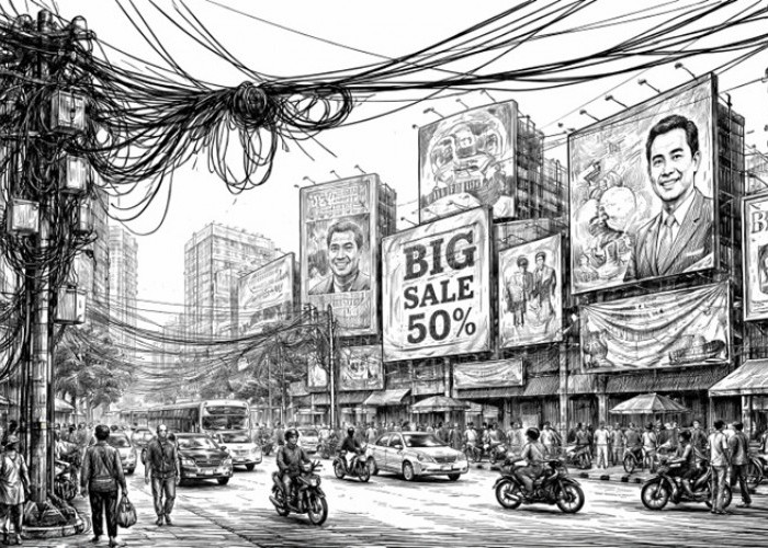 Kota yang Tersandera Kabel dan Baliho