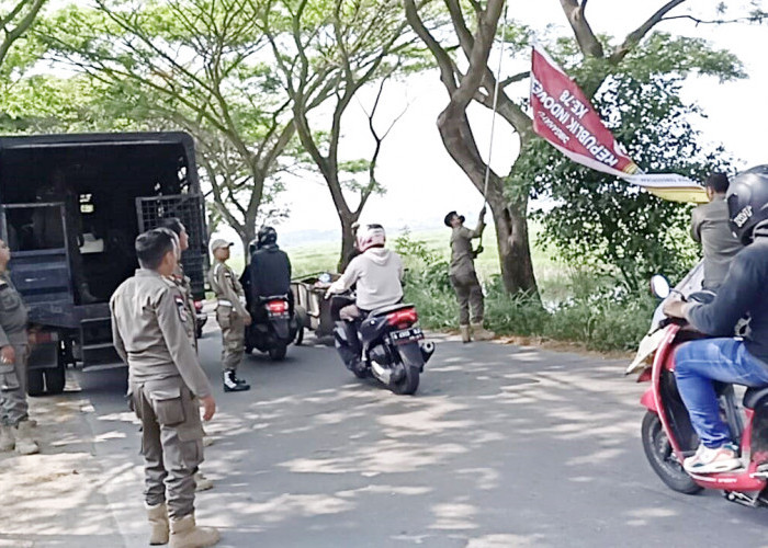 Pemkot Cilegon Copot Belasan Spanduk Tak Berizin