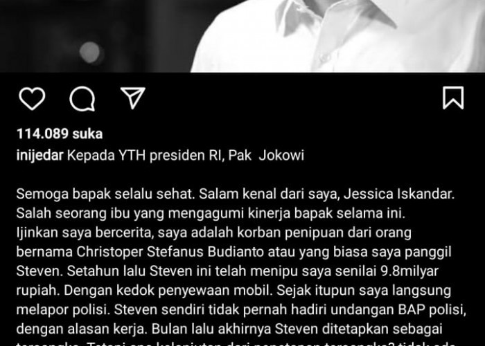 Ditipu Rp9,8 Miliar, Jessica Iskandar Tulis Surat Terbuka untuk Presiden dan Kapolri