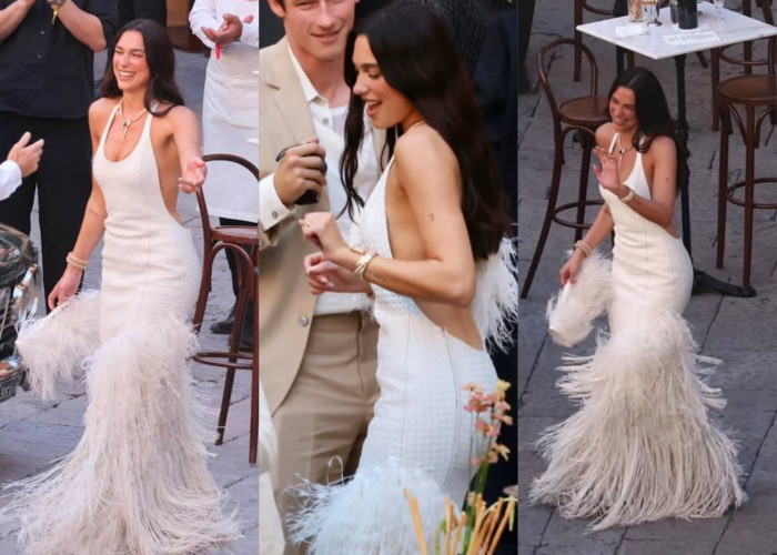 Busana Pengantin Dua Lipa Jadi Sorotan, Gaun Kulit Bottega Veneta Curi Perhatian di Pernikahan Mewah Sicilia