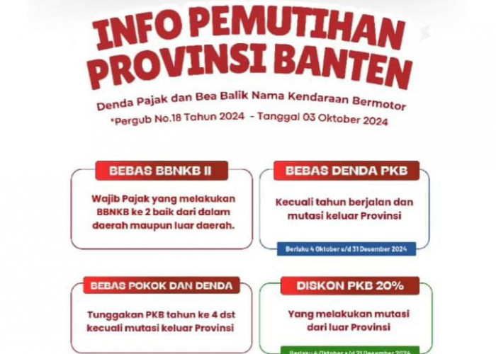 Peringatan HUT Banten 2024, Bapenda Provinsi Banten Bebaskan Denda Pajak dan Bea Balik Nama Kendaraan Bermotor