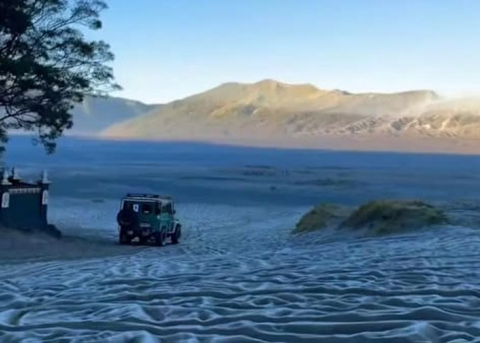 Suhu Udara Merosot Tajam, Fenomena Salju Perdana Selimuti Kawasan Wisata Gunung Bromo Tahun 2026