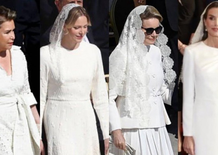 Makna 'Privilège du Blanc' di Balik Gaun Putih Ratu Letizia saat Pelantikan Paus Leo XIV